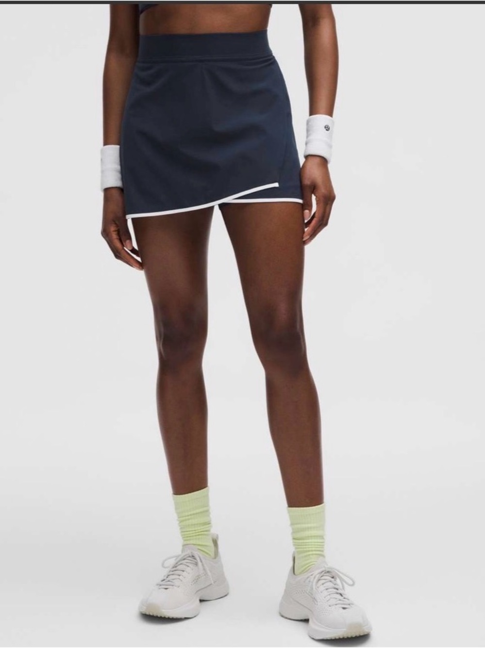 Lululemon Athletica Tennis Lightweight Wrap Front Navy Skort with White Trim - L